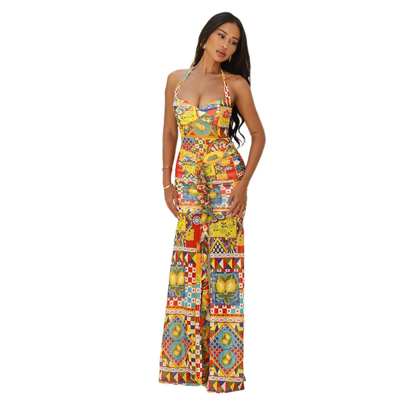 Damen Elegantes Strandkleid mit raffiniertem Rüschendesign und tiefem Schlitz R&B