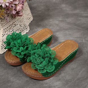 Damen Wedge-Pantoletten mit floralen Applikationen R&B