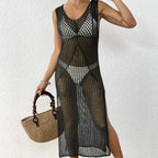 Damen eleganter Häkelsarong mit transparentem Design R&B