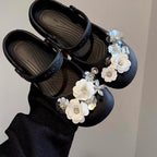 Damen Clogs mit dekorativen Blütenapplikationen und rutschfester Sohle R&B