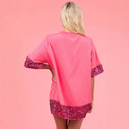 Damen Tunika Kleid mit Paillettenbesatz und Herzmuster R&B