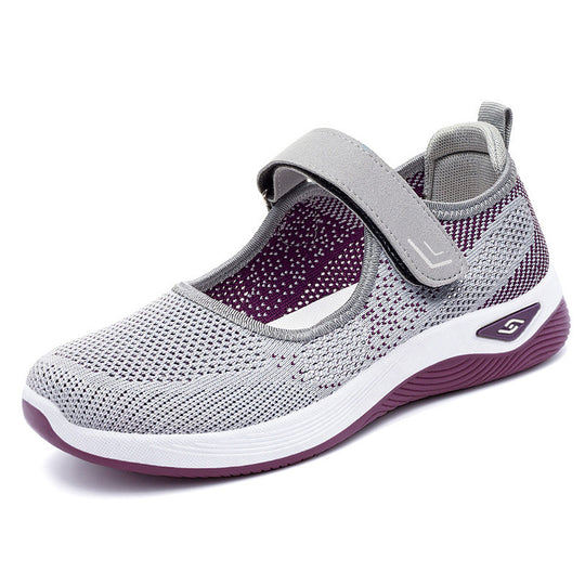 Damen Sportliche Sneakers mit Klettverschluss und atmungsaktiver Netzstruktur R&B