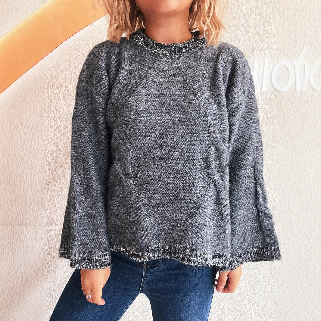 Damen Grobstrickpullover mit strukturiertem Zopfdesign und weitem Schnitt R&B
