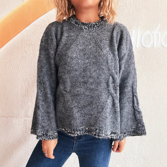 Damen Grobstrickpullover mit strukturiertem Zopfdesign und weitem Schnitt R&B