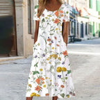 Damen Maxi-Kleid mit floralem Muster und praktischen Seitentaschen R&B