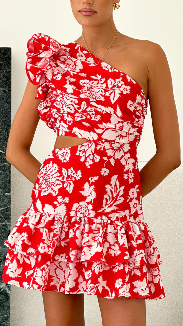 Damen Wickelkleid mit asymmetrischem Design und voluminösen Rüschen R&B