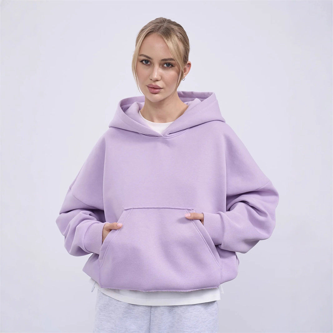 Damen lässiger Oversize-Hoodie mit Kängurutasche und weichem Innenfutter R&B