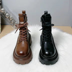 Damen Fashion-Stiefeletten mit hohem Blockabsatz und robustem Sohlenprofil