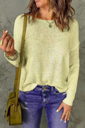 Damen Grober Strickpullover mit weitem Schnitt und dekorativem V-Ausschnitt R&B