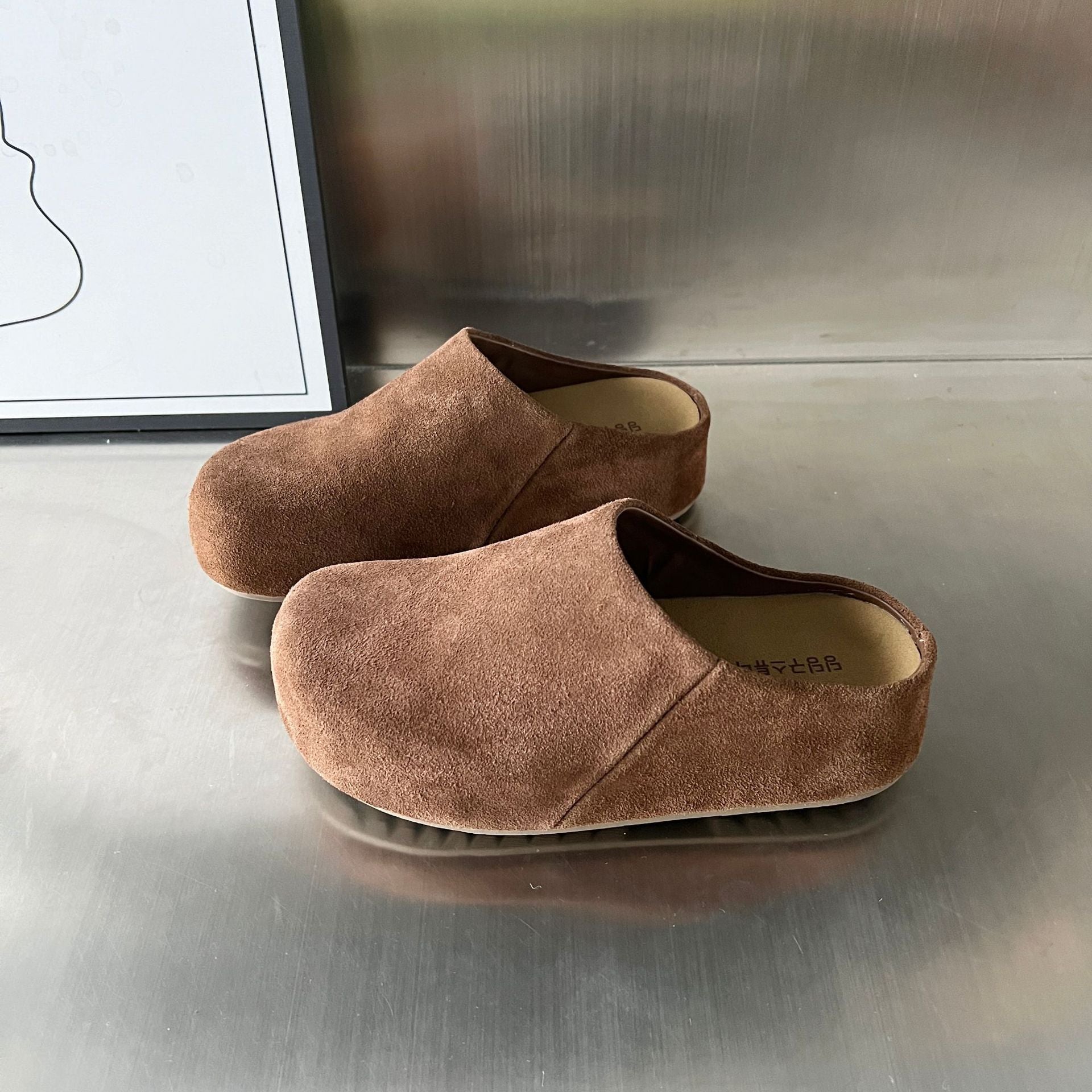 Damen Komfortable Wildleder-Clogs mit anatomischem Fußbett und rutschfester Sohle R&B
