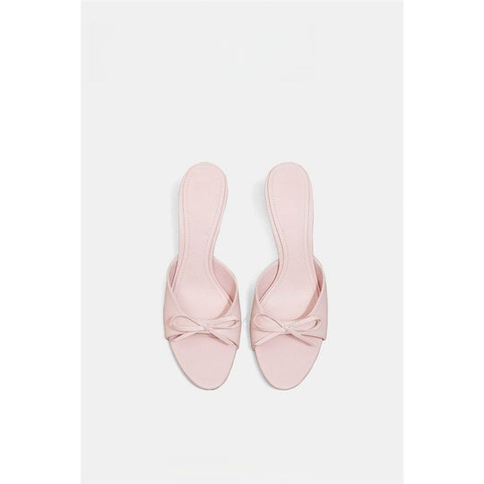 Damen elegante Mules mit zierlichem Schleifendetail R&B