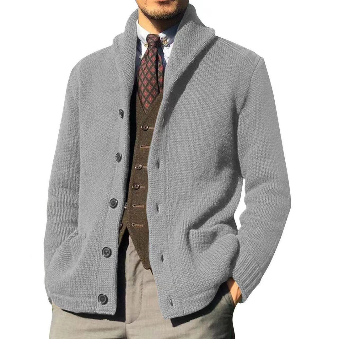 Herren Strickjacke im modernen Casual-Stil mit Schalkragen R&B