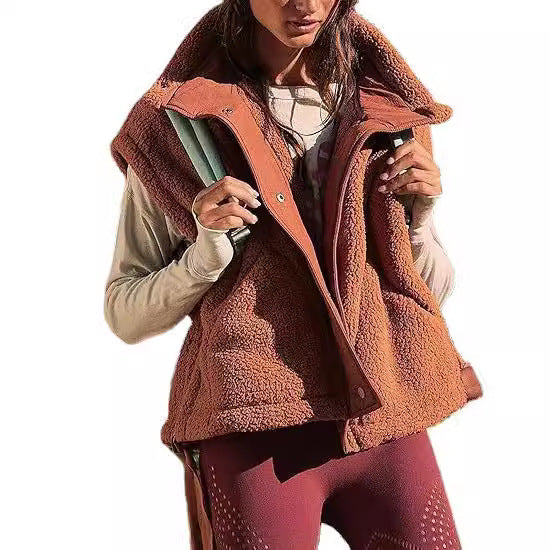 Damen kuschelige Weste aus Fleece mit praktischen Taschen und innovativem Design R&B