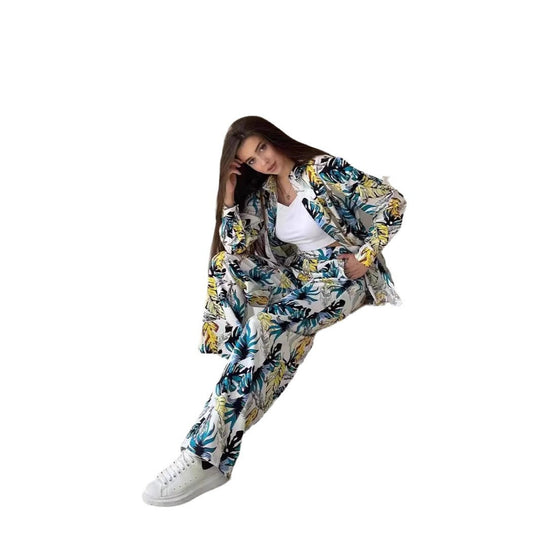 Damen lässiges Freizeit-Lounge-Set mit floralem Muster R&B