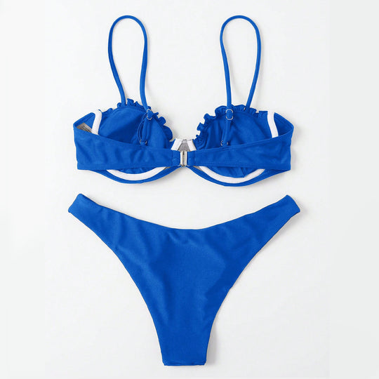 Damen Push-Up-Bikini mit Raffung und verstellbaren Trägern R&B