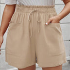Damen Sommerliche High-Waist-Shorts mit praktischen Taschen und elastischem Bund R&B
