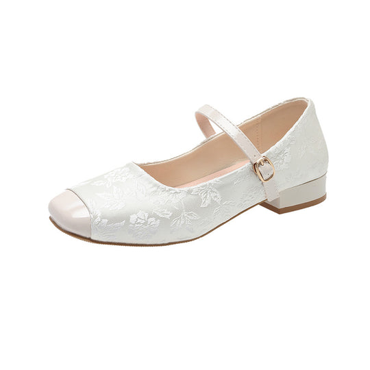 Damen Ballerina mit verstellbarem Riemen und glänzendem Zehenbereich R&B