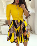 Damen Kleid mit modischem Zip-Design und betontem Taillenbund R&B