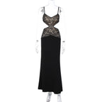 Damen Elegantes Maxikleid mit Spitzenoberteil und raffiniertem Schnitt R&B