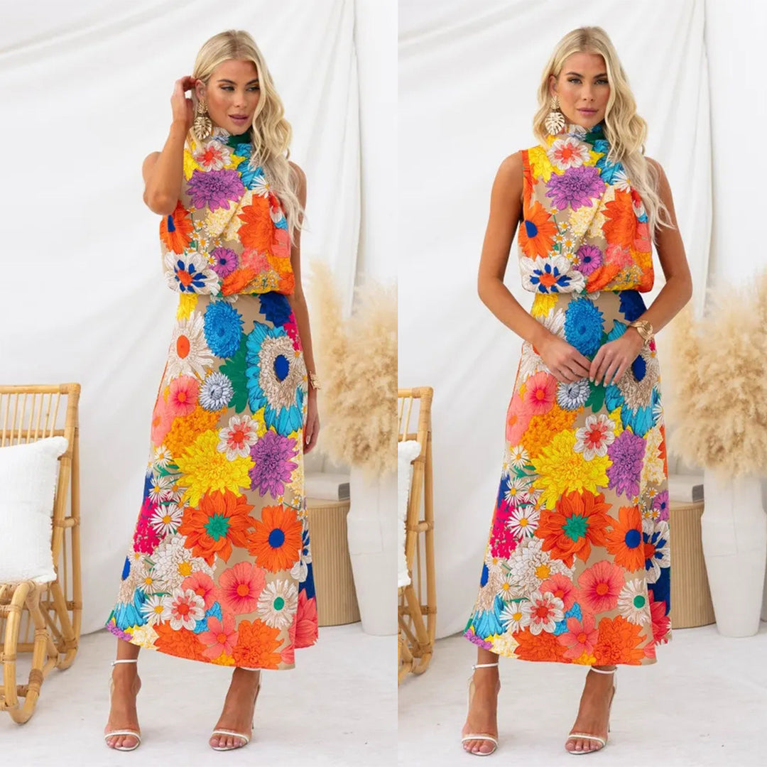 Damen Sommerliches Maxikleid mit floralen Akzenten und elegantem Schnitt R&B