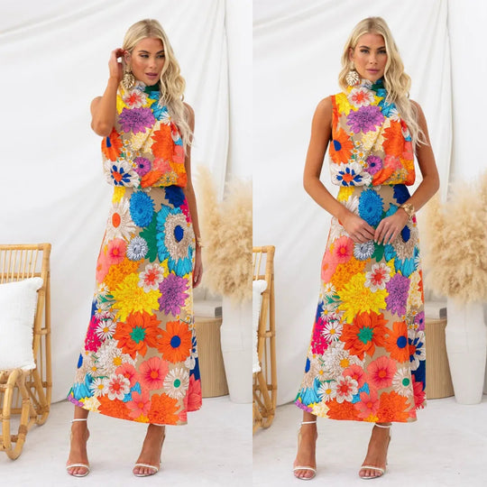 Damen Sommerliches Maxikleid mit floralen Akzenten und elegantem Schnitt R&B