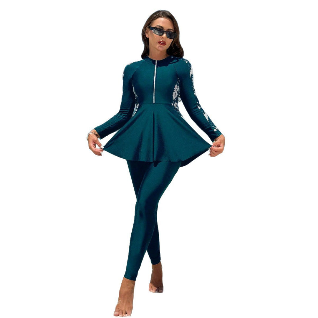 Damen Sportlicher UV-Schutz Schwimmanzug mit modischer Rüsche R&B