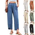 Damen weit geschnittene Freizeithose mit elastischem Bund und praktischen Taschen R&B