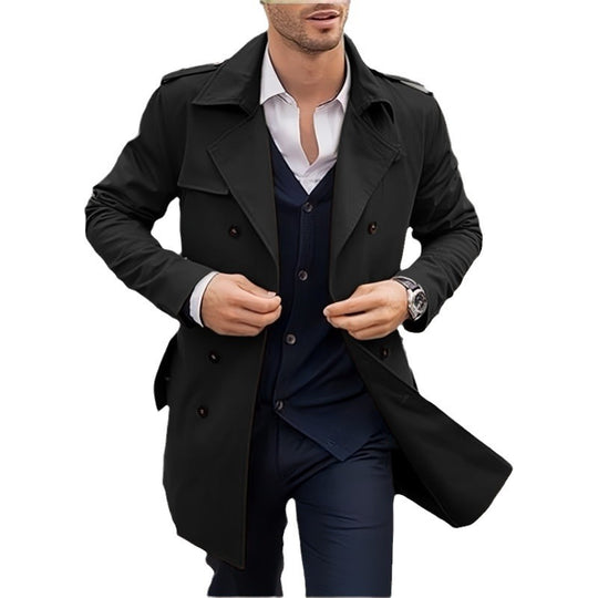 Herren klassischer Trenchcoat im zeitlosen Design mit knöpfbaren Taschen R&B