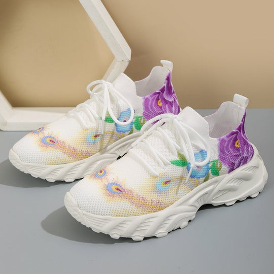 Damen modische Sneakers mit floralem Design und atmungsaktiver Textiloberfläche R&B