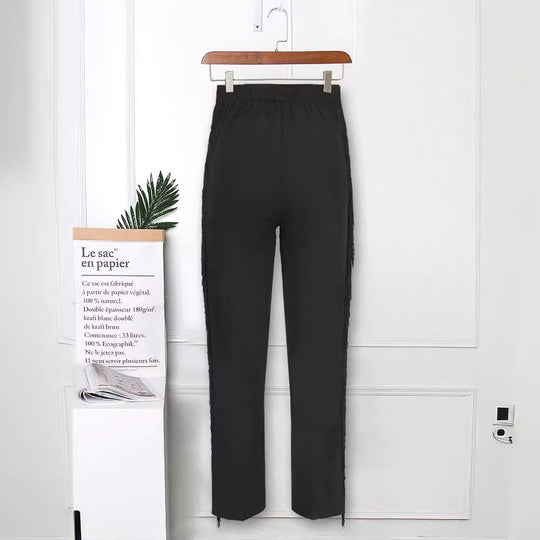 Damen elegante Hose mit fransigen Details R&B