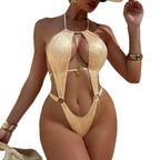Damen Eleganter Badeanzug mit geschnürtem Design R&B