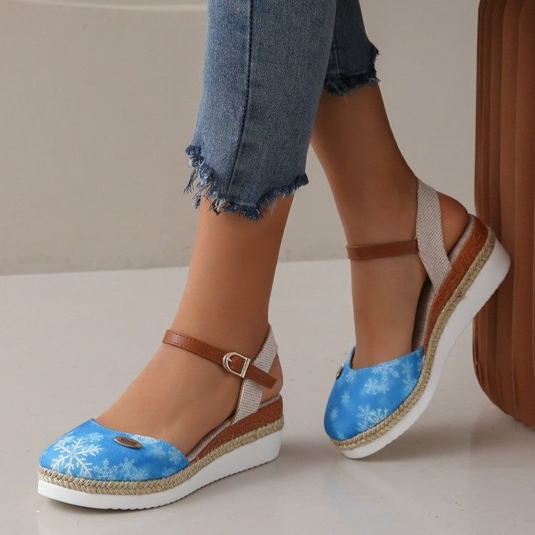 Damen Wedge-Sandalen mit geflochtenem Riemendesign und komfortablem Fußbett R&B