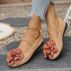 Damen Ballerinas mit floralem 3D-Blüten-Design und elastischem Riemen R&B