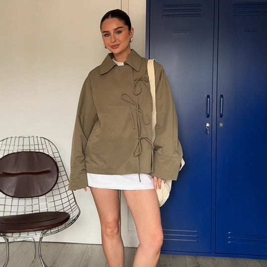 Damen lässige Windjacke mit verstellbarem Kordelzug R&B