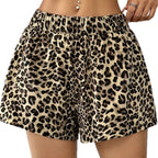 Damen Lockere Leoprint-Strandshorts R&B