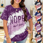 Damen lässiges T-Shirt mit kreativem Batikmuster und auffälligem Schriftzug R&B