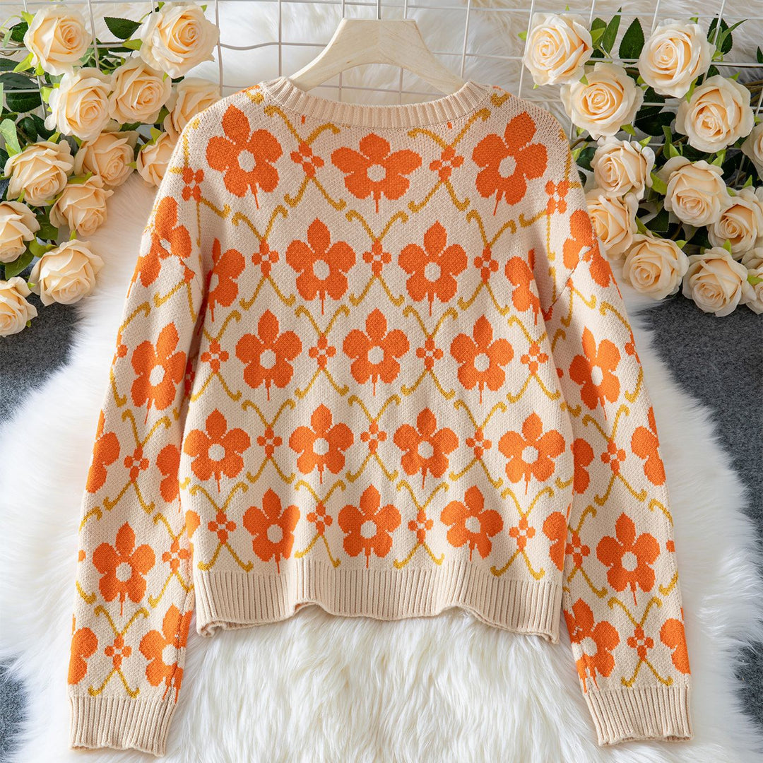 Damen florale Strickjacke mit Knöpfen und angenehmer Passform R&B