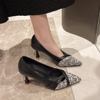 Damen elegante Pumps mit strukturiertem Obermaterial und Blockabsatz