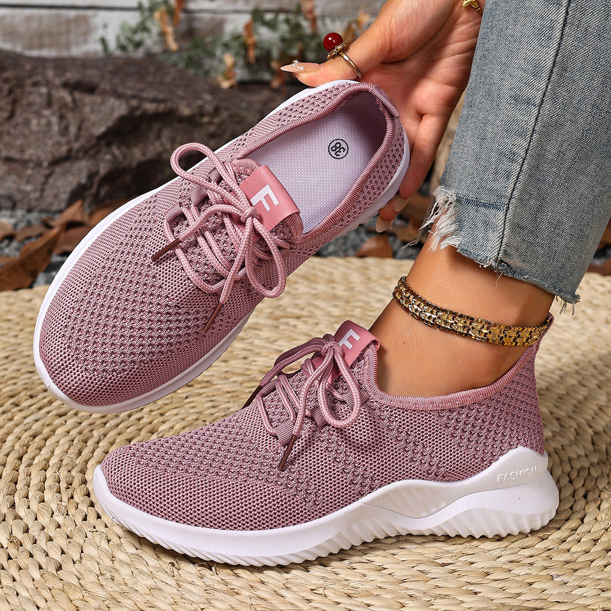 Damen Sportliche Sneaker mit atmungsaktiver Netzstruktur und flexibler Sohle R&B