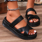 Damen Woven-Badesandalen mit Kreuzriemendesign und rutschfester Sohle R&B