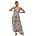 Damen Maxikleid mit Volantärmel und floralem Design R&B