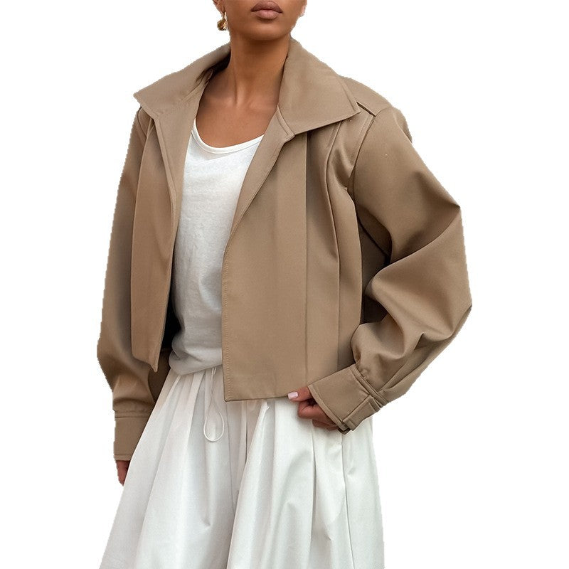Damen cropped Jacke mit überschnittenen Schultern R&B