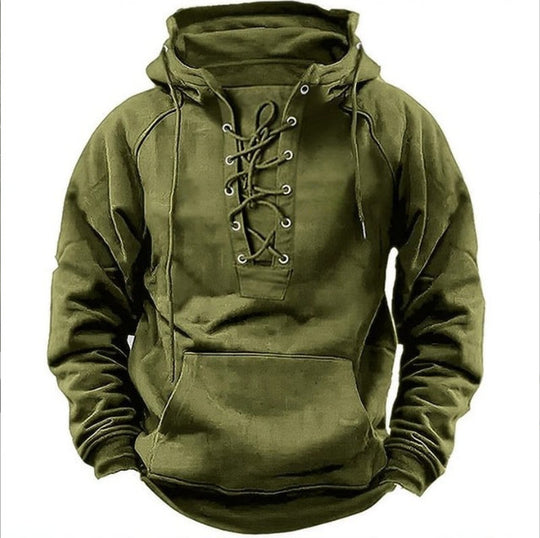 Herren Kapuzenpullover mit modernem Schnürdesign und weichem Innenfutter R&B