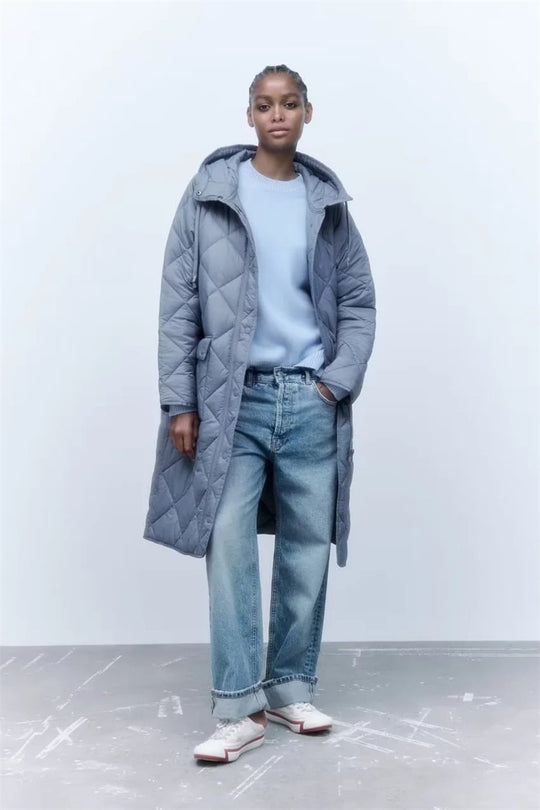 Damen gesteppte Übergangsjacke mit Kapuze und praktischen Taschen R&B 1759483144