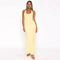 Damen Elegantes Maxikleid mit tiefem Rundhalsausschnitt und figurbetonter Passform R&B
