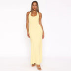 Damen Elegantes Maxikleid mit tiefem Rundhalsausschnitt und figurbetonter Passform R&B