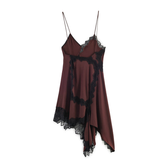 Damen Spitzen-Hängerchenkleid mit asymmetrischem Saum und zarten Trägern R&B