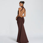 Damen Figurumspielendes Abendkleid mit hochgeschlossenem Design und raffinierten Drapierungen R&B