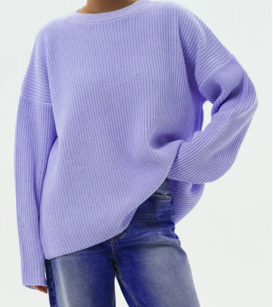 Damen Lässiger Grobstrickpullover mit weiten Ärmeln und modernem Schnitt R&B
