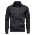 Herren nan sportive Baumwoll-Sweatjacke mit Stehkragen und Kängurutaschen R&B